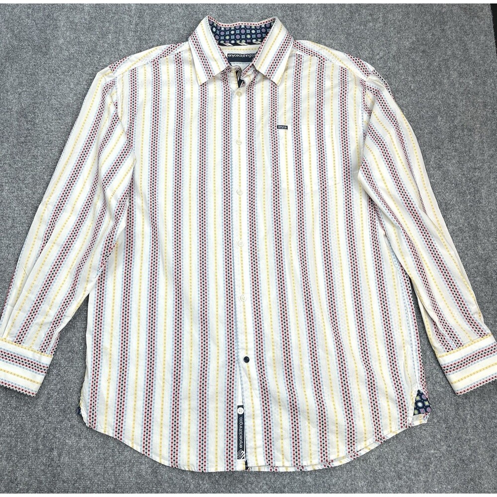 Enyce Clothing Co Shirt Mens XXL Multi Stripe Long Sleeve Button Front Cotton - Picture 1 of 11